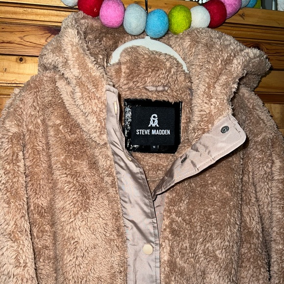 Steve Madden tan brown teddy style snap up jacket. SZ.XL-1X. NWT - Picture 6 of 7
